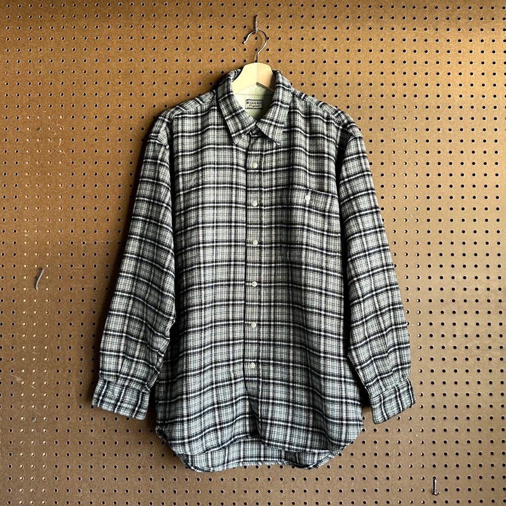 Vintage 90s Bugle Boy Green Plaid Flannel Shirt S